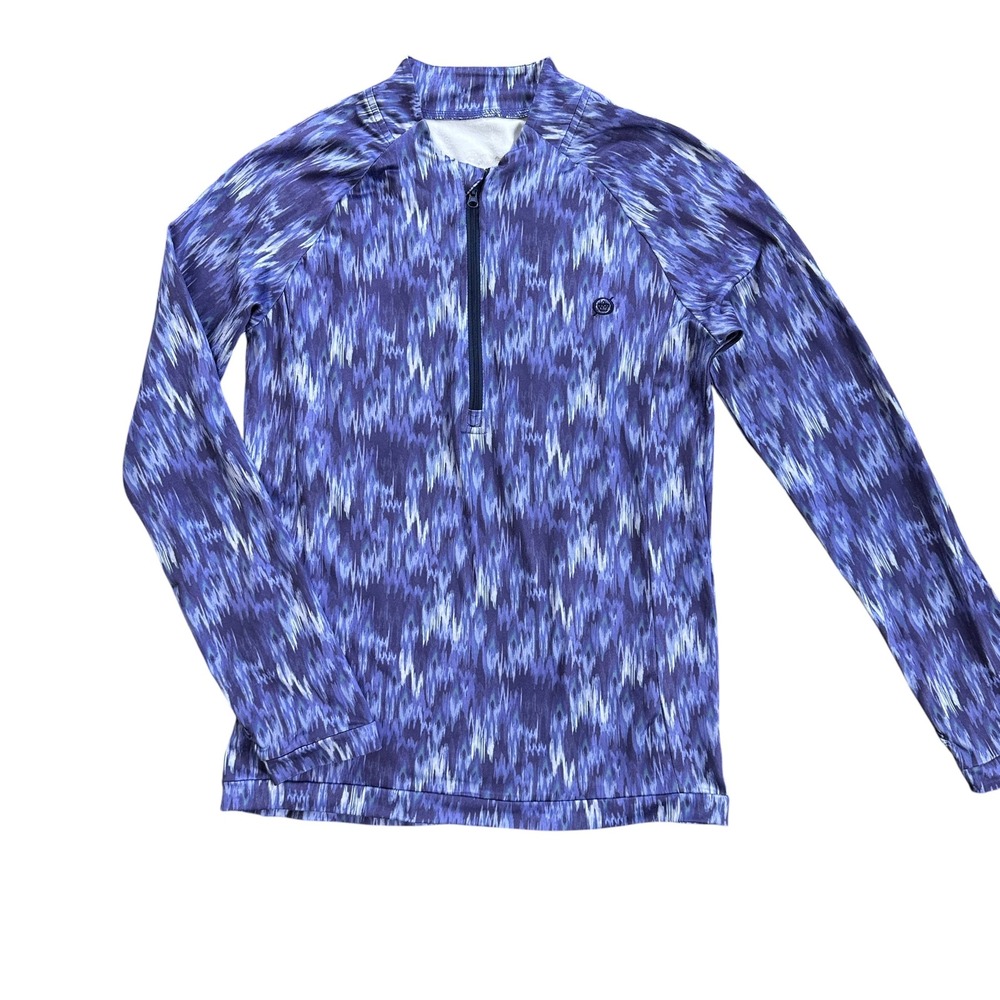 Born Outdoor Pullover Women Medium Purple‎ Ikat 1/4 Zip Performance Excellent